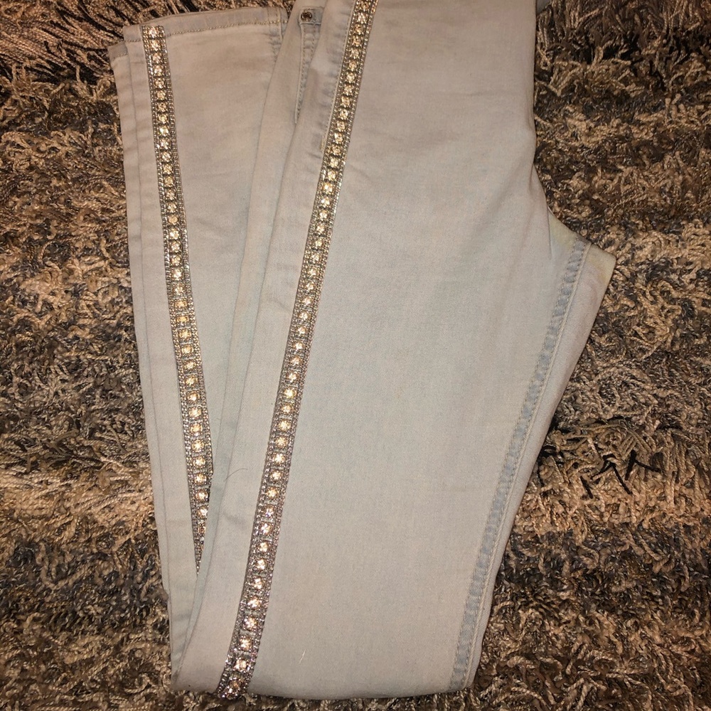 Missguided highwaisted rhinestone denim jeans